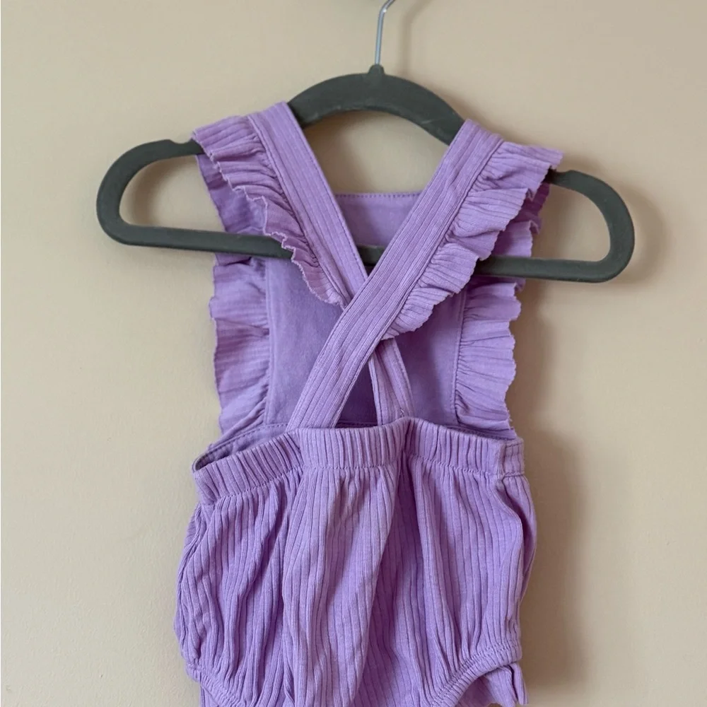 Cat & Jack Lavender Ribbed Ruffle One-Piece - Picture 2 of 2